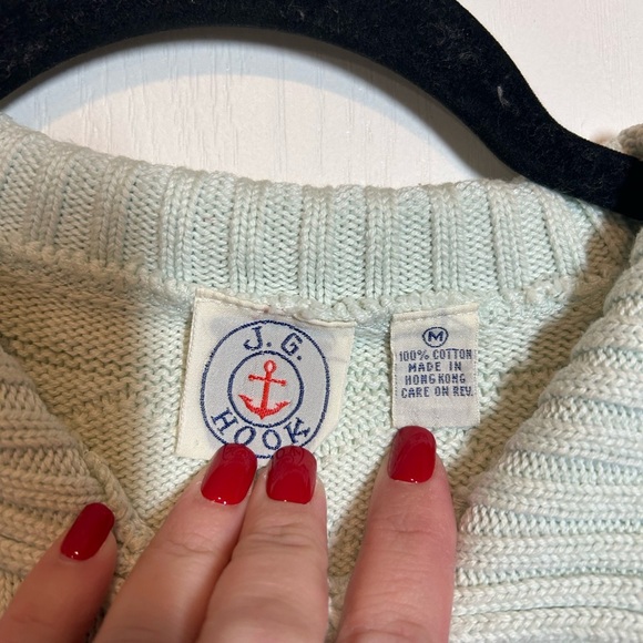 Women’s JG Hook Light Green Short-Sleeved Sweater - Size Medium - 100% Cotton - Picture 3 of 8